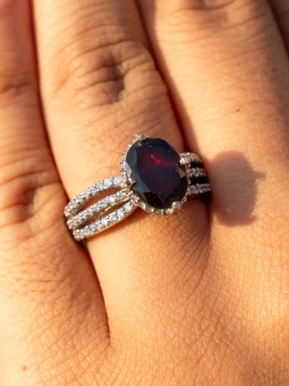Natural 3.30 ct Garnet Ring US Size 8 Birthstone January Zodiac Engagement gift